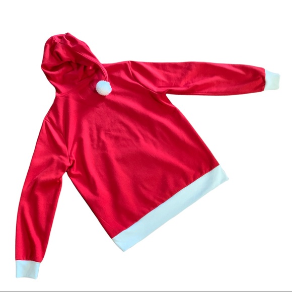 Santa Suit Pullover Sweatshirt Hoodie with Pompom Boy Youth - Picture 4 of 6